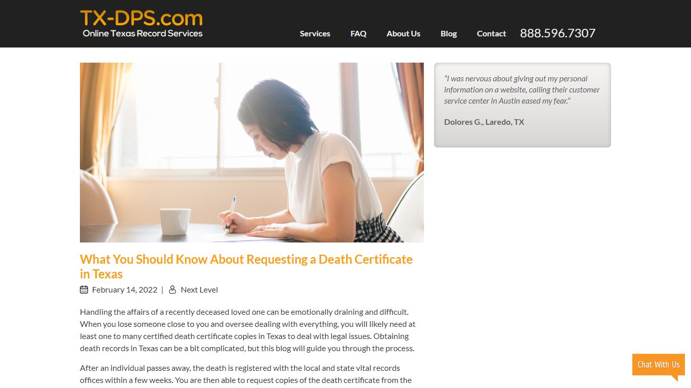 Requesting a Death Certificate | Texas DPS Records